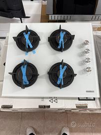 Piano cottura 4fuochi 60cm vetro bianco ghisa nuov