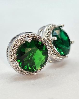 Orecchino rotondo con zircone cubico GREEN