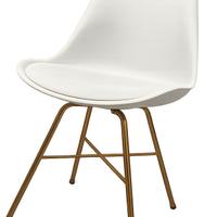 Sedie bianche plastica e metallo oro