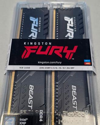 RAM Kingston FURY Beast DDR4 16 GB (2×8 GB) NUOVE
