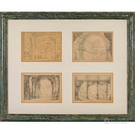 Antichi disegni (XIX sec) di scenografie teatrali