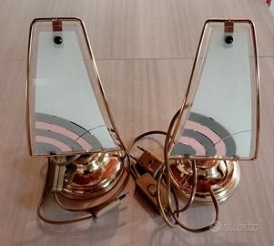 2 Abat-jour Vintage anni 70/80 in Vetro e Ottone 