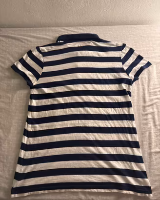 Lacoste polo a righe blu navy e bianca misura M