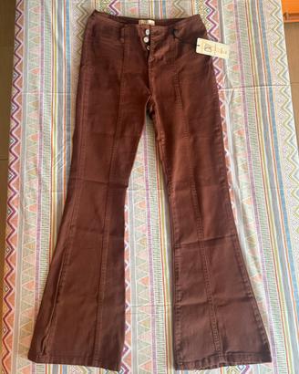 Jeans Flare marroni vita alta
