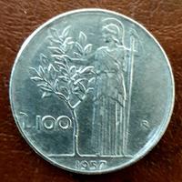 Lire 100 Minerva del 1957
