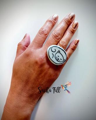 Anello-gatto regolabile con base in acciaio