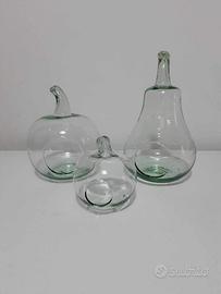 Set 3 contenitori in vetro mela e pera