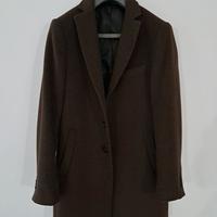 Cappotto monopetto corto marrone da uomo