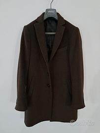 Cappotto monopetto corto marrone da uomo