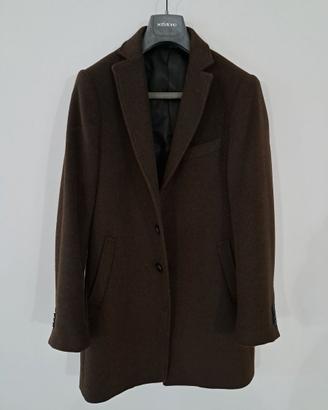 Cappotto monopetto corto marrone da uomo