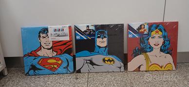 ,BATMAN  WONDER WOMAN SUPERMAN SERIE QUADRI CANVAS