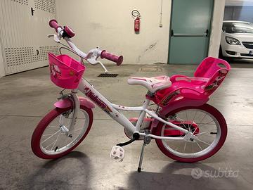 Bici bambina 16” Unicorno con cestino e seggiolono
