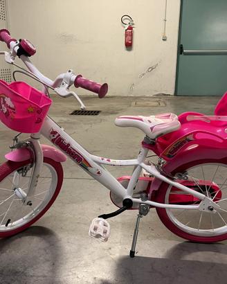 Bici bambina 16” Unicorno con cestino e seggiolono