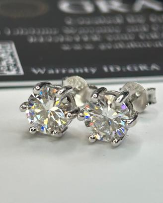 Orecchini argento e 2 ct moissanite