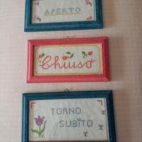 Targhe quadretti Aperto Chiuso Torno Subito