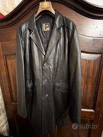 Cappotto uomo nero in vera pelle