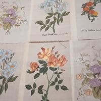 6 dipinti floreali su stoffa