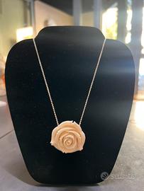 Collana argento 925 con rosa
