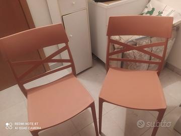 4 sedie color terra cotta