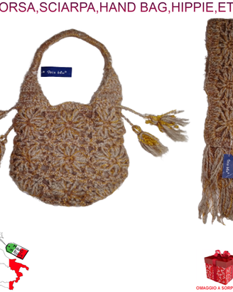 Set Borsa e Sciarpa Iris Blù Made in Italy Etnico