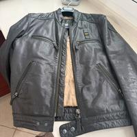 Giubotto in pelle blauer