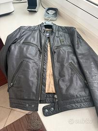 Giubotto in pelle blauer