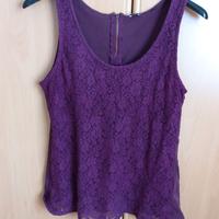 Canottiera bordeaux con pizzo floreale