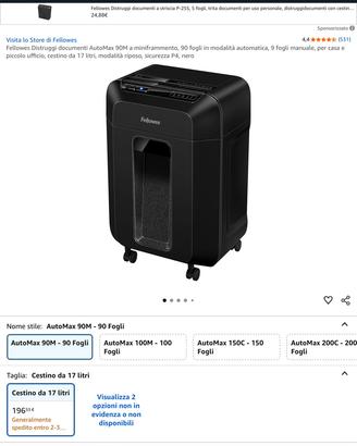 Fellowes Distruggi documenti AutoMax 90M