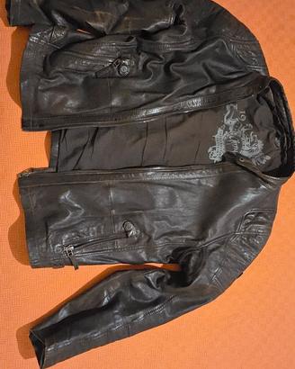 giubbotto in pelle marrone