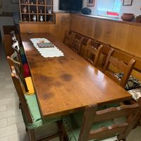 Tavolo fratino legno massello con sedie e panche