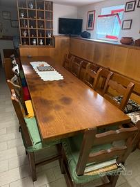 Tavolo fratino legno massello con sedie e panche