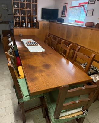 Tavolo fratino legno massello con sedie e panche