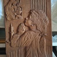 Scultura legno a rilievo 