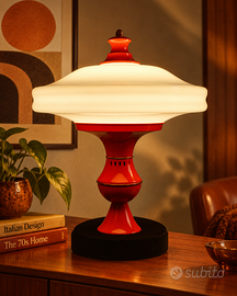 Lampada da tavolo vintage anni ’70 – vetro opalino