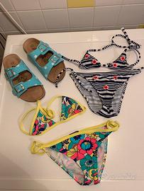 Set da mare: nr 2 costume  “calzedonia” e ciabatte