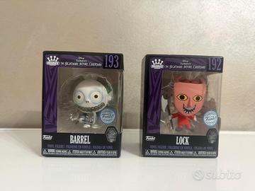Funko Pop minis Barrel e Lock the Nightmare Before