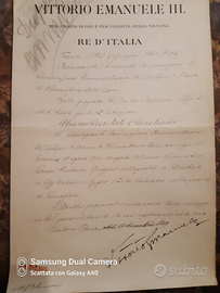 Firma autografa originale di Vittorio Emanuele III