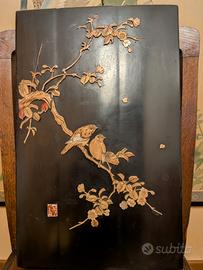 Coppia Pannelli Giapponesi antichi periodo Meiji