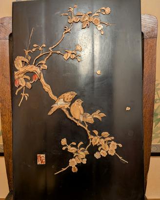 Coppia Pannelli Giapponesi antichi periodo Meiji