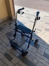 Girello per anziani piegabile 4 ruote con cesto