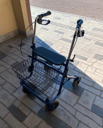 Girello per anziani piegabile 4 ruote con cesto