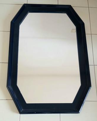 Specchio vintage con cornice in legno blu