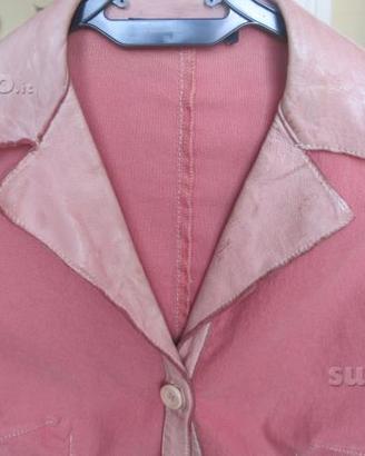 Splendida giacca Rosa Preview con profili in pelle