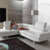 Divano angolare MaxDivani Habart pelle bianca