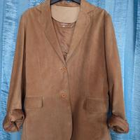 Blazer in pelle scamosciata donna