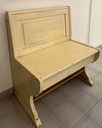 Panca Antica in Legno Massiccio, Giallo Crema 