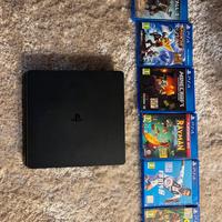 Ps4 slim+6 videogiochi+ cavo HDMI+  alimentatore
