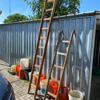 lotto 2 vecchie scale in legno