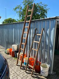 lotto 2 vecchie scale in legno