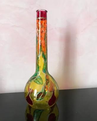 vaso monoforo in vetro dipinto a mano